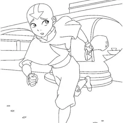 Desenho do Aang (Avatar) em uma Corrida Heróica para Colorir