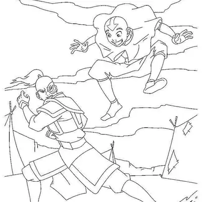 Desenho do Confronto entre Aang e Príncipe Zuko para Colorir