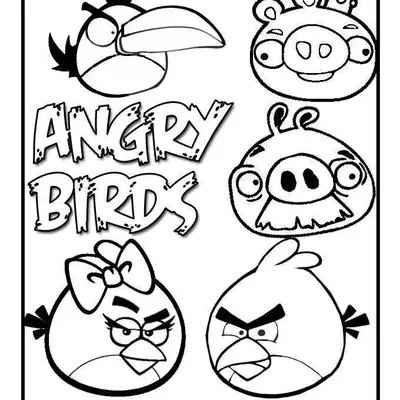 Desenho de Coleção Angry Birds com Red, Stella, Hal e Porcos