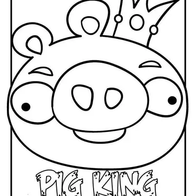 Desenho do Rei Porco de Angry Birds com Coroa para Colorir