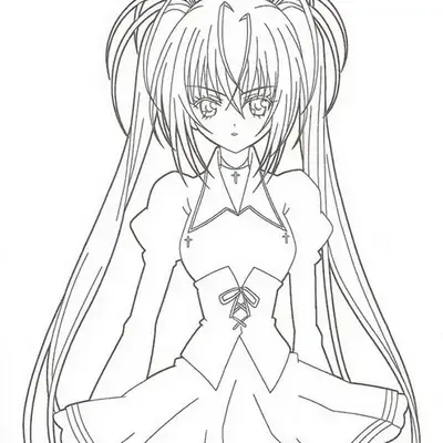 Desenho de Garota Anime com Vestido e Maria Chiquinha