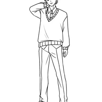 Desenho de Personagem de Anime (Garoto) para Colorir