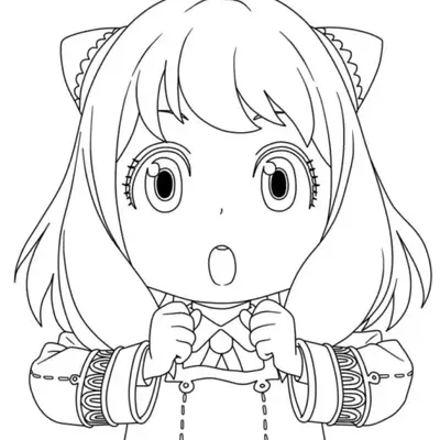 Desenho da Anya Forger com Expressão Ansiosa para Colorir