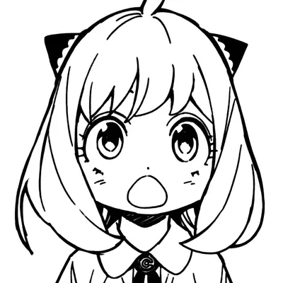 Desenho da Anya Forger com Expressão de Surpresa para Colorir