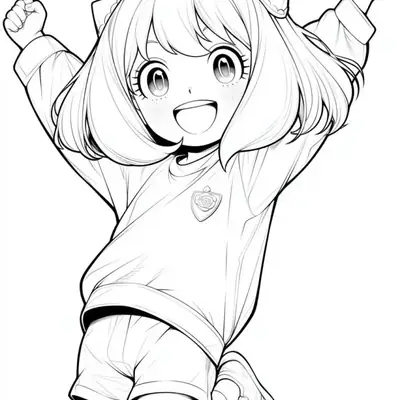Desenho da Anya Forger Pulando de Alegria para Colorir
