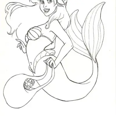 Desenho da Ariel com Objetos Humanos para Colorir