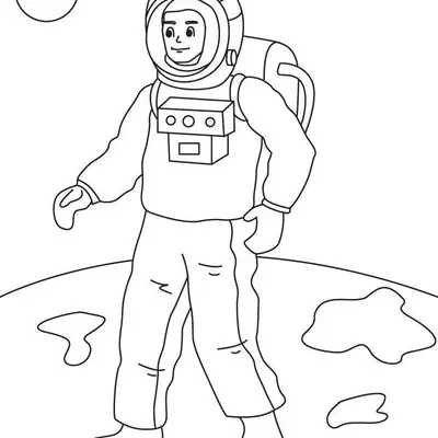 Desenho de Astronauta em Missão de Exploração para Colorir