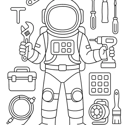 Desenho de Astronauta Engenheiro para Colorir