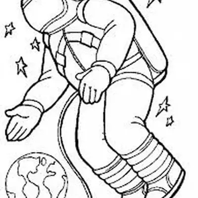 Desenho de Astronauta e Planeta Terra para Colorir