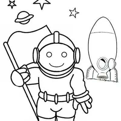 Desenho de Astronauta Fofinho na Lua para Colorir