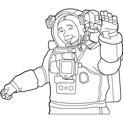Desenho de Astronauta Acenando com Traje Detalhado