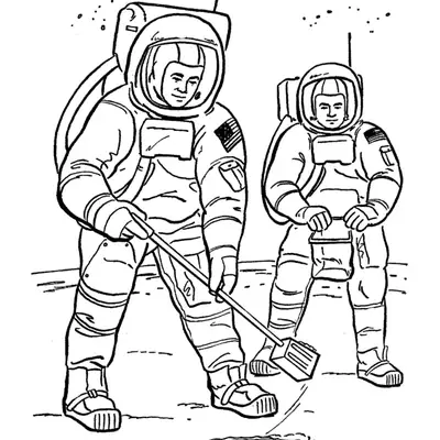Desenho de Astronautas Cientistas na Lua para Colorir