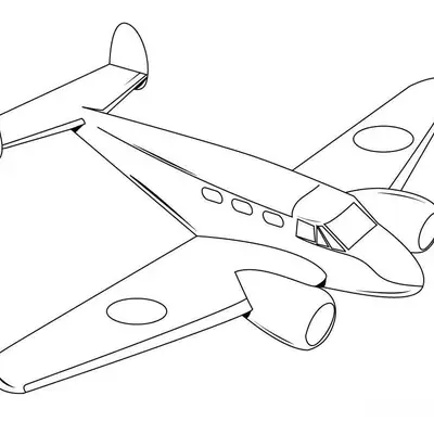 Desenho de Avião Jato Bimotor com 3 Janelas de Passageiros e Motores nas Asas