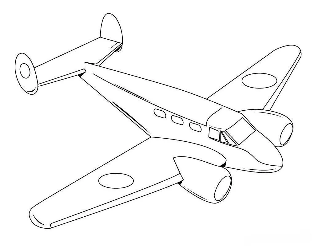 Desenho de um avião a jato bimotor, com design executivo, visto em voo inclinado. O avião possui duas turbinas nas asas e três janelas de passageiros visíveis.