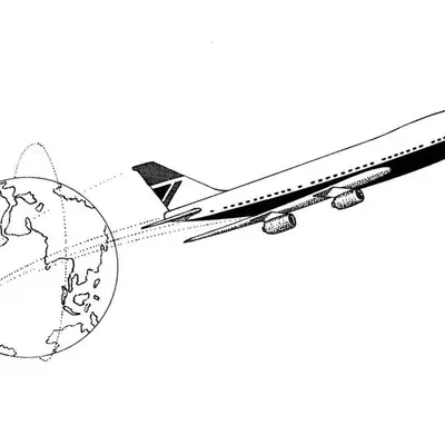 Desenho de Avião a Jato Comercial em Voo de Longa Distância, Deixando a Terra