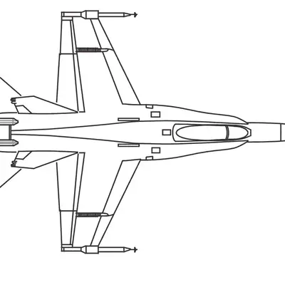 Desenho de Avião Jato de Caça Militar em Vista Superior com Mísseis nas Asas