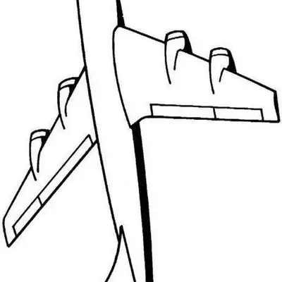 Desenho de Avião a Jato Comercial com 4 Turbinas e Flaps nas Asas