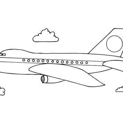 Desenho de Avião a Jato em Voo Vertical, Longo com Janelas Redondas