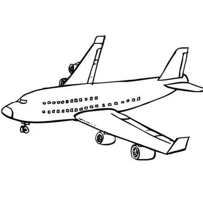 Desenho de Avião Comercial de Grande Porte com Duplo Andar de Janelas e Trem de Pouso