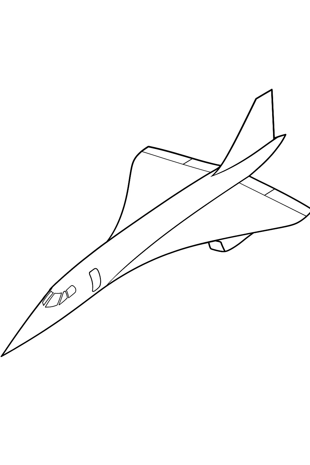 Desenho de um avião a jato supersônico com bico cônico e comprido. O design possui asas em formato delta (ou asa em flecha) e uma cauda única, sugerindo um caça ou um avião de reconhecimento.