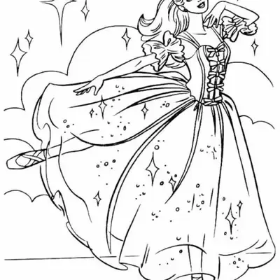 Bailarina Barbie com Vestido de Gala para Colorir