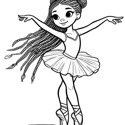 Bailarina com Lindas Tranças Afro para Colorir