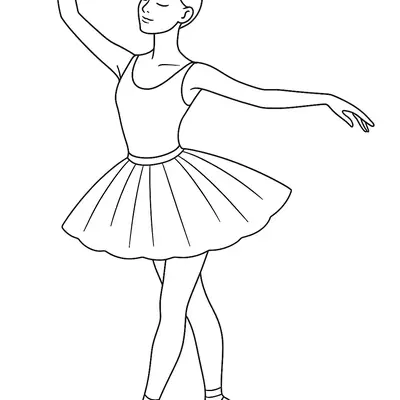 Bailarina em Postura de Dança Clássica para Colorir