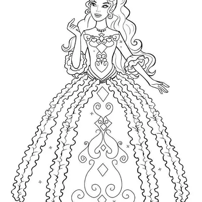 Barbie Princesa em Vestido de Gala Clássico para Colorir