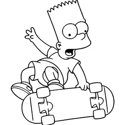 Radical com Bart: Personagem de Skate para Colorir