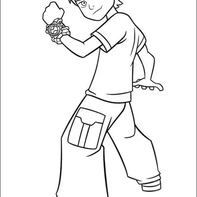 Hora do Herói: Ben 10 em Pose Clássica para Colorir
