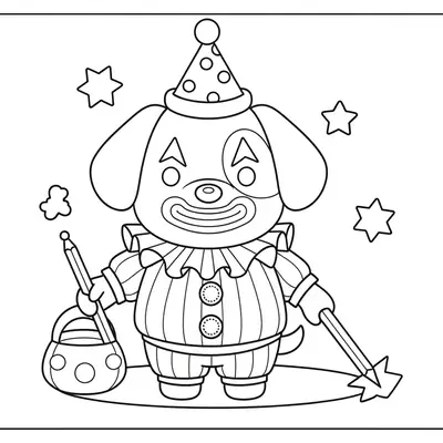 Magia no Picadeiro: O Cãozinho Palhaço para Colorir