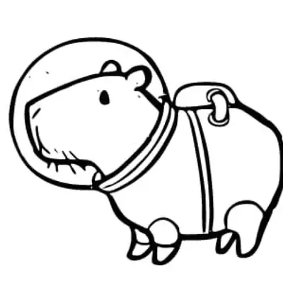 Um Pequeno Passo para a Capivara: Desenho de Astronauta para Colorir