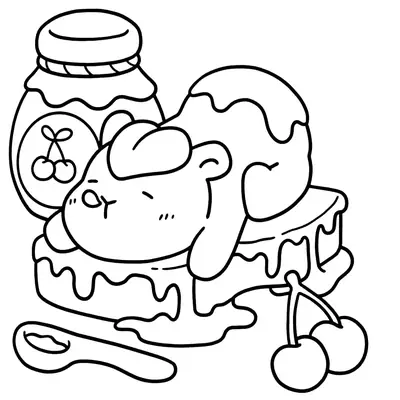 Sobremesa Fofa: Desenho de Capivara com Geleia de Cereja
