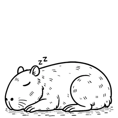 Hora da Soneca: Desenho de Capivara Dormindo para Colorir