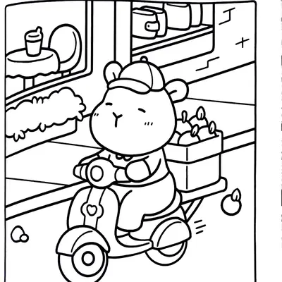 Entrega Especial: Desenho de Capivara na Scooter para Colorir