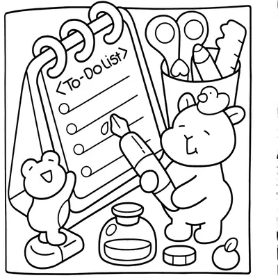Planejamento Fofo: Desenho de Capivara com Lista de Tarefas