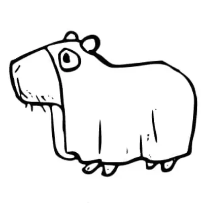 Buu-fofura! Desenho de Capivara Fantasiada de Fantasma