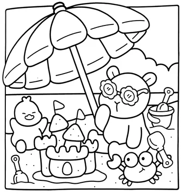Verão Inesquecível: Desenho de Capivara na Praia para Colorir
