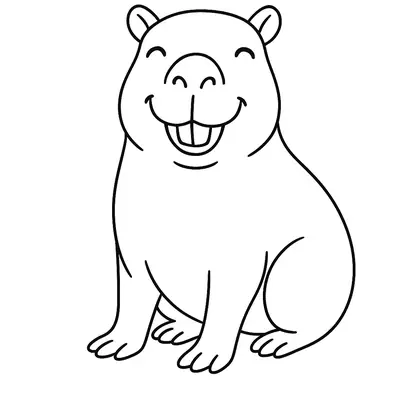 Simpatia Pura: Desenho de Capivara Feliz para Colorir