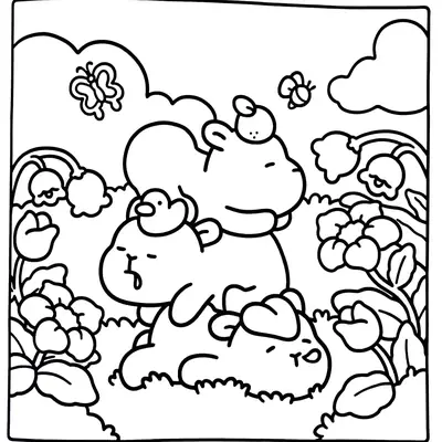 Montanha de Fofura: Desenho de Capivaras Empilhadas