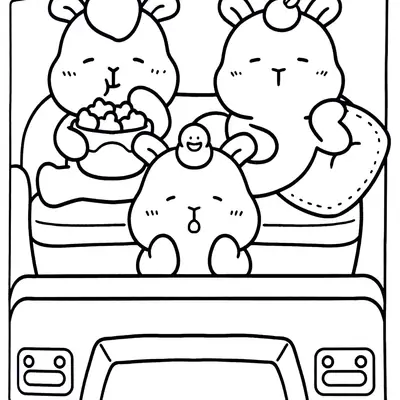 Sessão Pipoca: Desenho de Capivaras no Cinema para Colorir