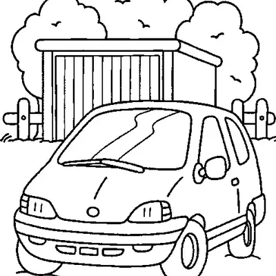 Lar Doce Lar: Carro Compacto na Garagem para Colorir