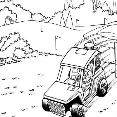 Tacada Veloz: Carro de Golfe Esportivo para Colorir