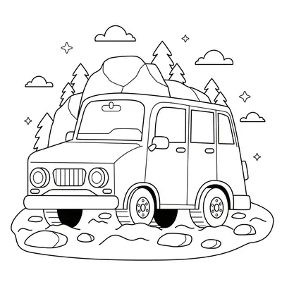 Aventura nas Alturas: Carro Off-Road para Colorir