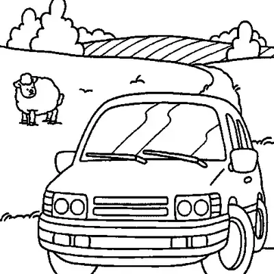 Passeio na Fazenda: Carro de Família para Colorir