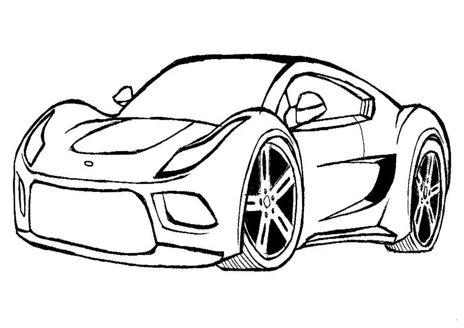 Desenho de contorno de um carro superesportivo visto de ângulo lateral frontal, com faróis alongados, entradas de ar grandes e rodas de liga leve.