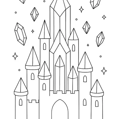 Reino de Brilhantes: Castelo de Cristal para Colorir