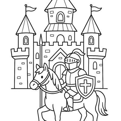 O Guardião do Reino: Cavaleiro e seu Fiel Cavalo para Colorir