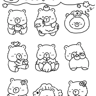 Festival de Fofura: Folha de Capivaras Kawaii para Colorir