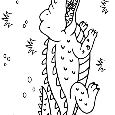 Desenho de Crocodilo/Jacaré Rugindo no Mato